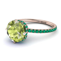 Double Hidden Halo Peridot Engagement Ring - Angelina No. 705 image 1