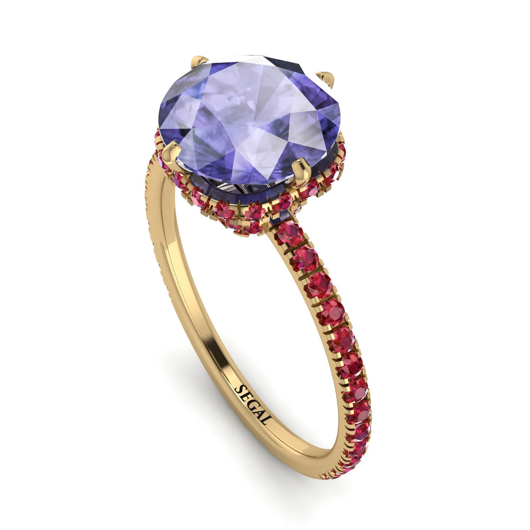 Double Hidden Halo Tanzanite Engagement Ring - Angelina No. 210