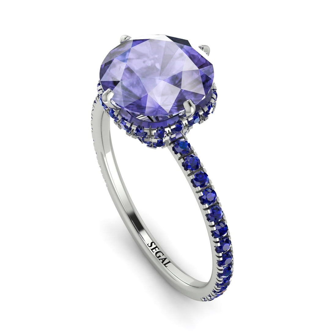 Double Hidden Halo Tanzanite Engagement Ring - Angelina No. 215