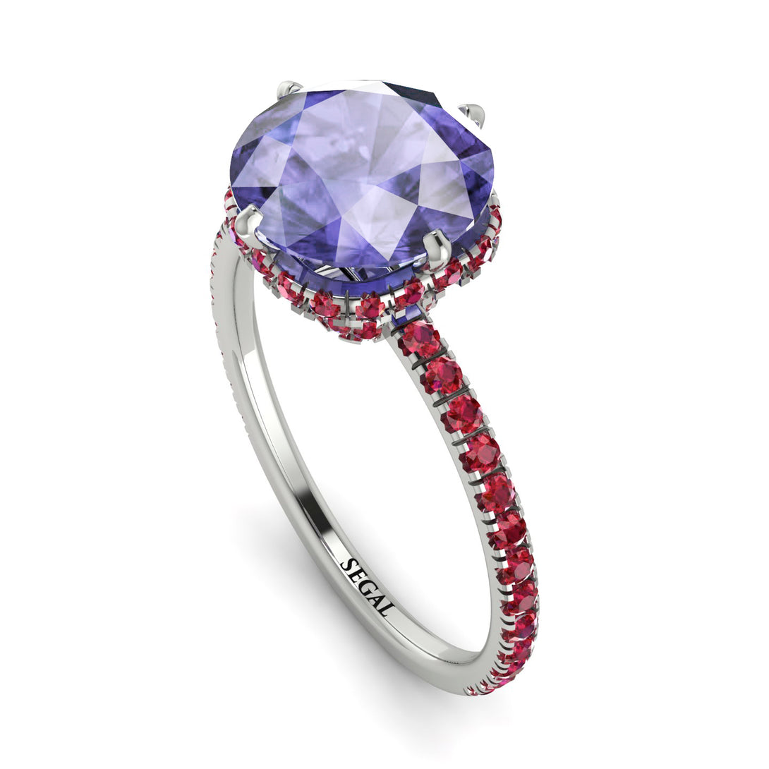Double Hidden Halo Tanzanite Engagement Ring - Angelina No. 212