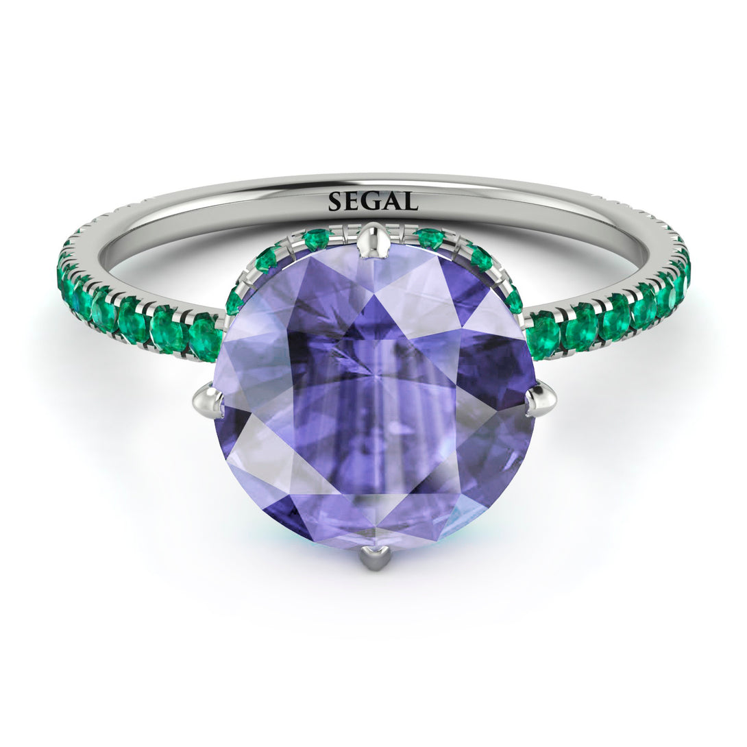 Double Hidden Halo Tanzanite Engagement Ring - Angelina No. 206