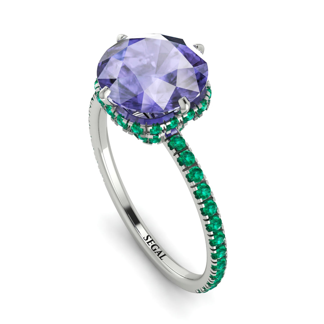 Double Hidden Halo Tanzanite Engagement Ring - Angelina No. 206