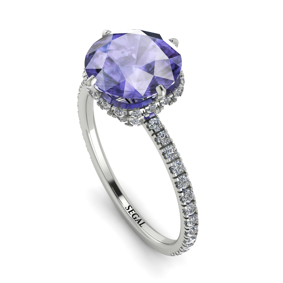 Double Hidden Halo Tanzanite Engagement Ring - Angelina No. 203