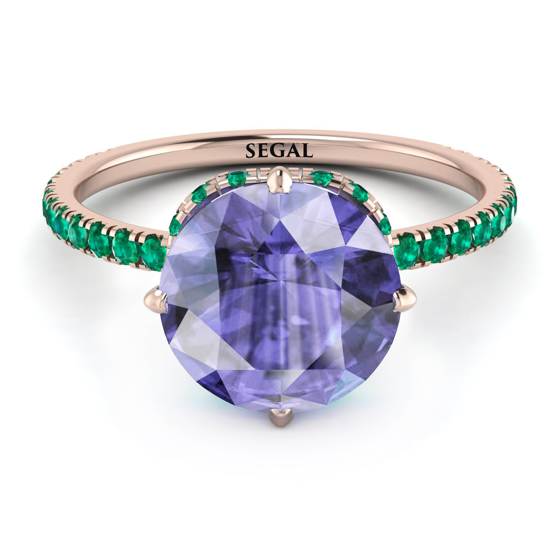 Double Hidden Halo Tanzanite Engagement Ring - Angelina No. 205