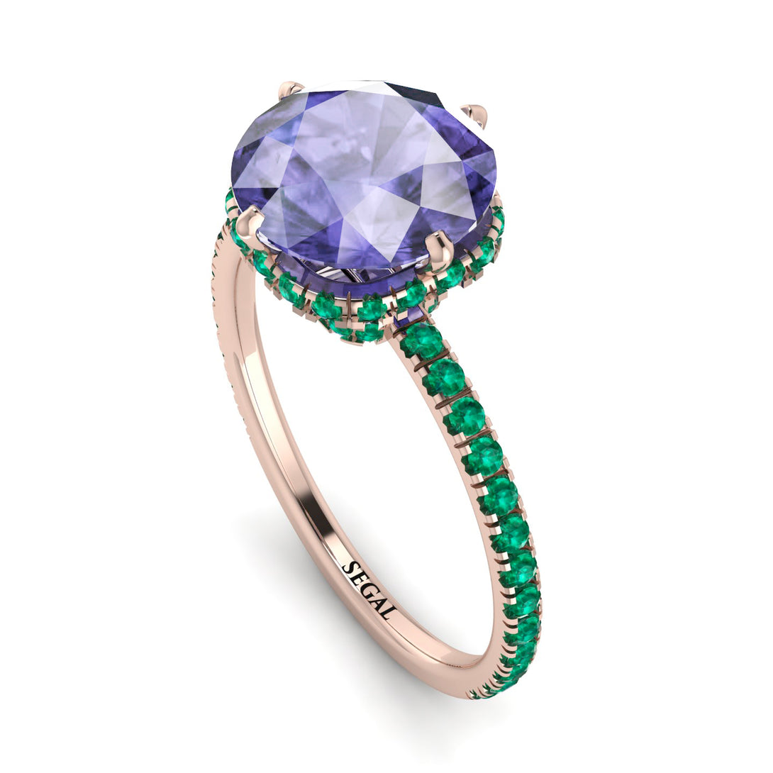 Double Hidden Halo Tanzanite Engagement Ring - Angelina No. 205