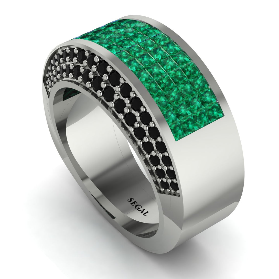 Emerald Cluster Wide Fancy Wedding Band - Kyla No. 36
