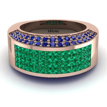 Emerald Cluster Wide Fancy Wedding Band - Kyla No. 65 image 1
