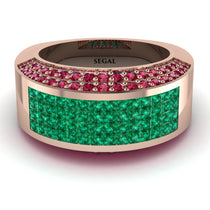 Emerald Cluster Wide Fancy Wedding Band - Kyla No. 50 image 1