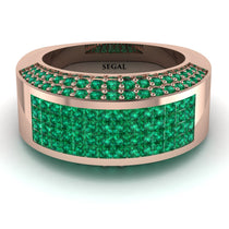 Emerald Cluster Wide Fancy Wedding Band - Kyla No. 20 image 1