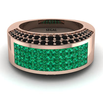 Emerald Cluster Wide Fancy Wedding Band - Kyla No. 35 image 1