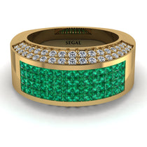 Emerald Cluster Wide Fancy Wedding Band - Kyla No. 4 image 1
