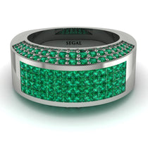 Emerald Cluster Wide Fancy Wedding Band - Kyla No. 21 image 1