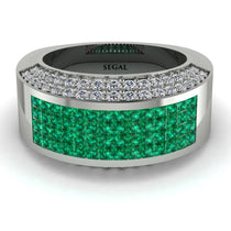 Emerald Cluster Wide Fancy Wedding Band - Kyla No. 6 image 1