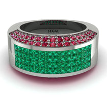 Emerald Cluster Wide Fancy Wedding Band - Kyla No. 51 image 1