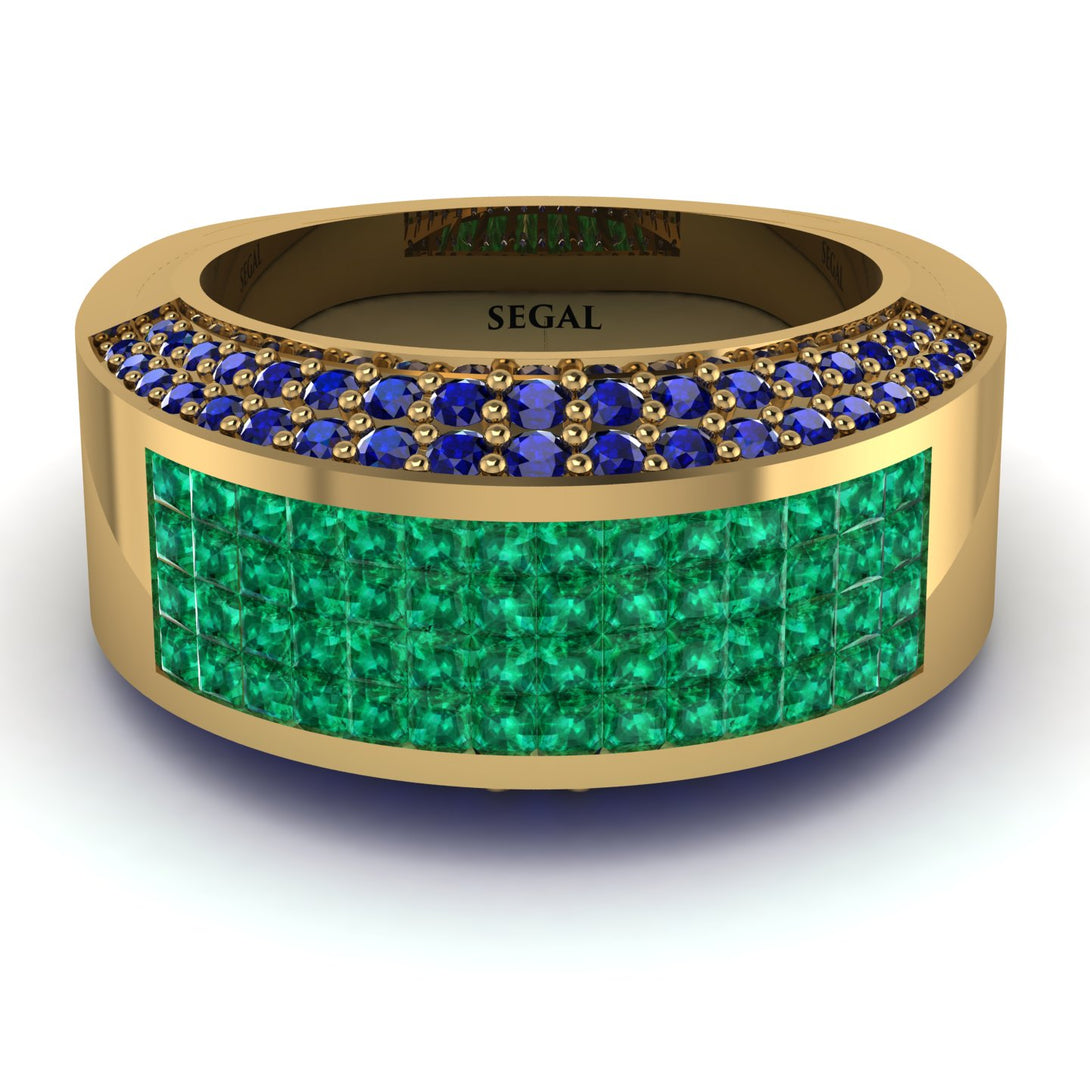 Emerald Cluster Wide Fancy Wedding Band - Kyla No. 64