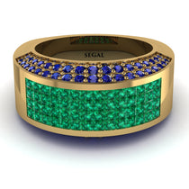 Emerald Cluster Wide Fancy Wedding Band - Kyla No. 64 image 1