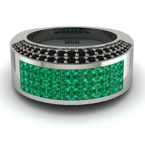 Emerald Cluster Wide Fancy Wedding Band - Kyla No. 36 image 1
