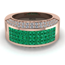 Emerald Cluster Wide Fancy Wedding Band - Kyla No. 5 image 1