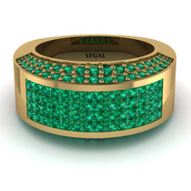 Emerald Cluster Wide Fancy Wedding Band - Kyla No. 19 image 1