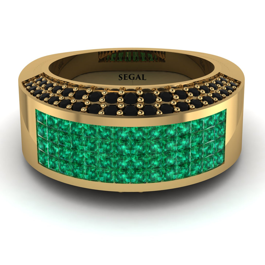 Emerald Cluster Wide Fancy Wedding Band - Kyla No. 34