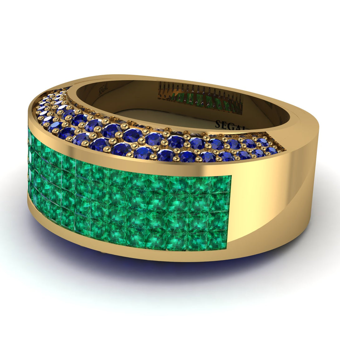 Emerald Cluster Wide Fancy Wedding Band - Kyla No. 64