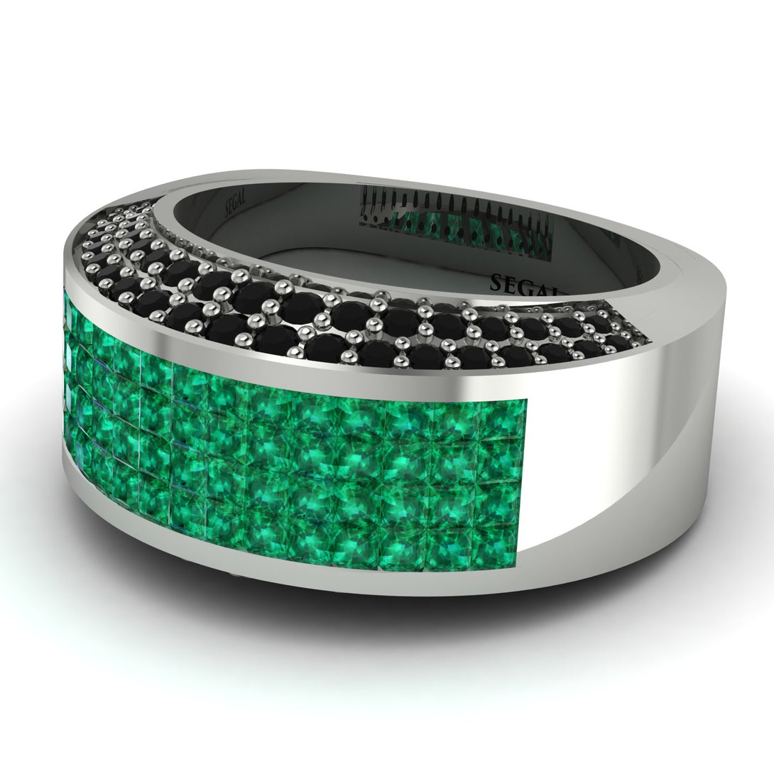 Emerald Cluster Wide Fancy Wedding Band - Kyla No. 36