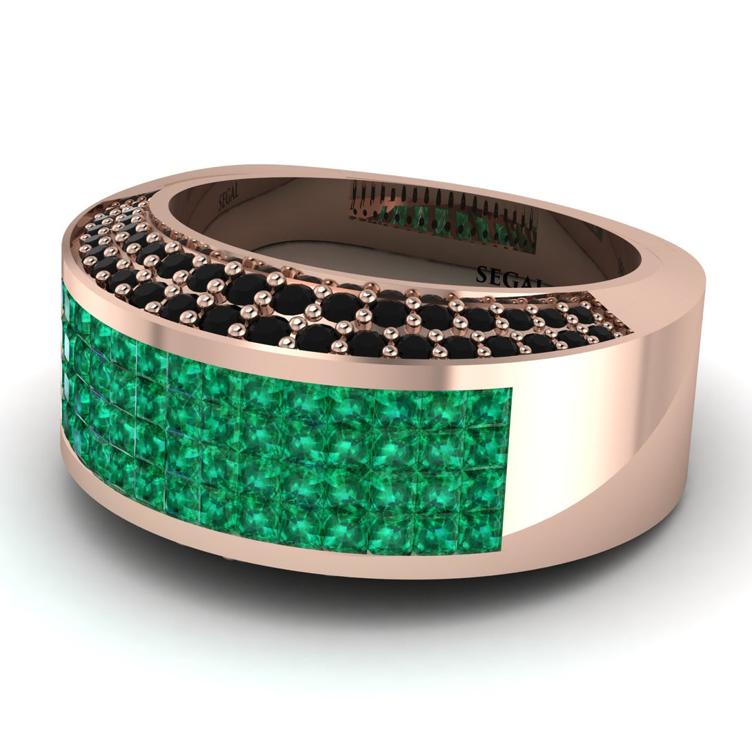 Emerald Cluster Wide Fancy Wedding Band - Kyla No. 35