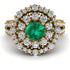 Emerald Double Halo Gold Engagement Ring - Danielle No. 4