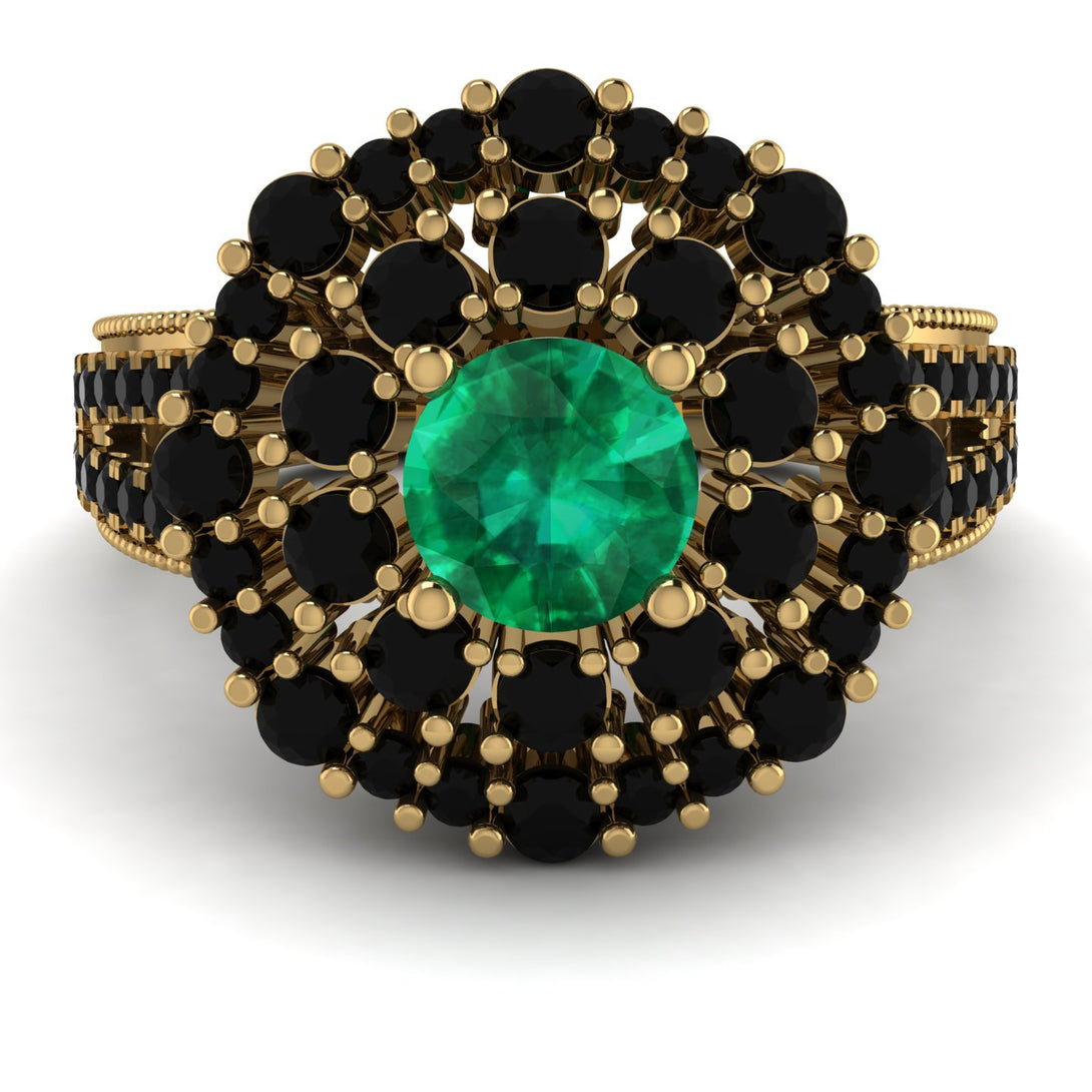 Emerald Double Halo Gold Engagement Ring - Danielle No. 34