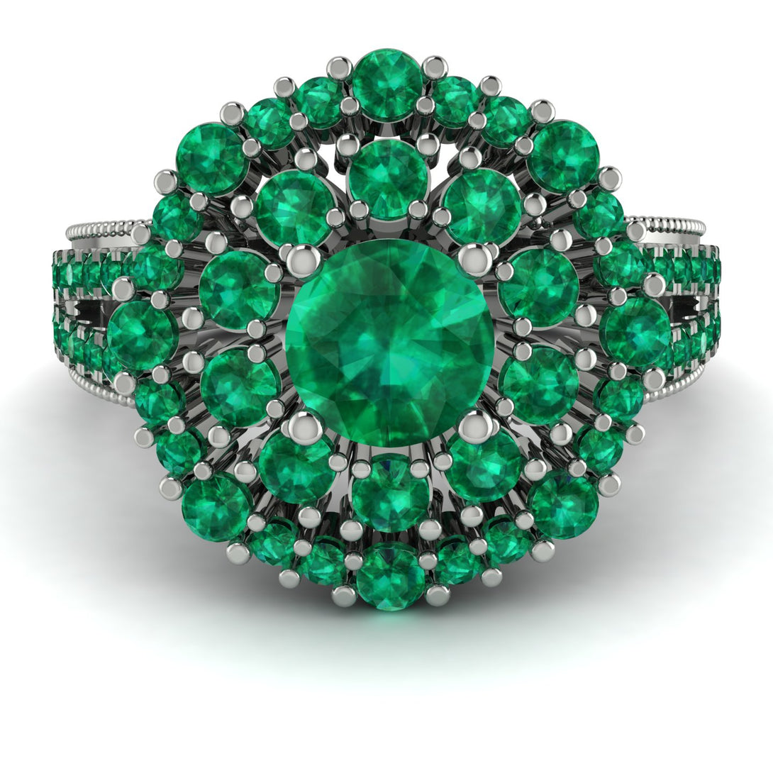 Emerald Double Halo Gold Engagement Ring - Danielle No. 21