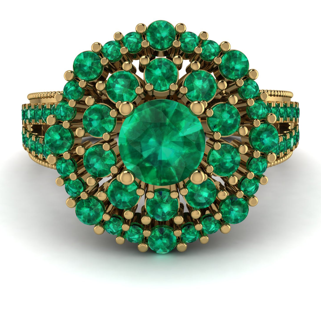 Emerald Double Halo Gold Engagement Ring - Danielle No. 19