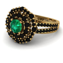 Emerald Double Halo Gold Engagement Ring - Danielle No. 34 image 1
