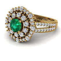 Emerald Double Halo Gold Engagement Ring - Danielle No. 4 image 1