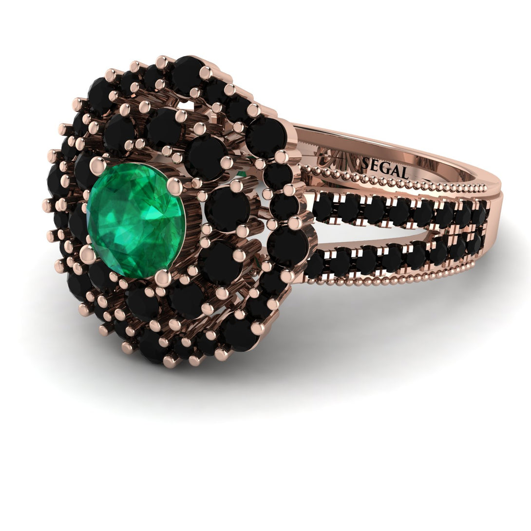 Emerald Double Halo Gold Engagement Ring - Danielle No. 35
