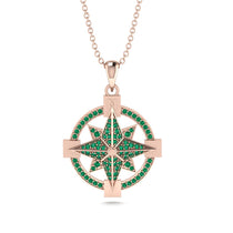 Emerald-Encrusted Compass Charm Necklace - Celeste No. 5 image 1