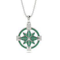 Emerald-Encrusted Compass Charm Necklace - Celeste No. 6 image 1