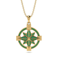 Emerald-Encrusted Compass Charm Necklace - Celeste No. 4 image 1