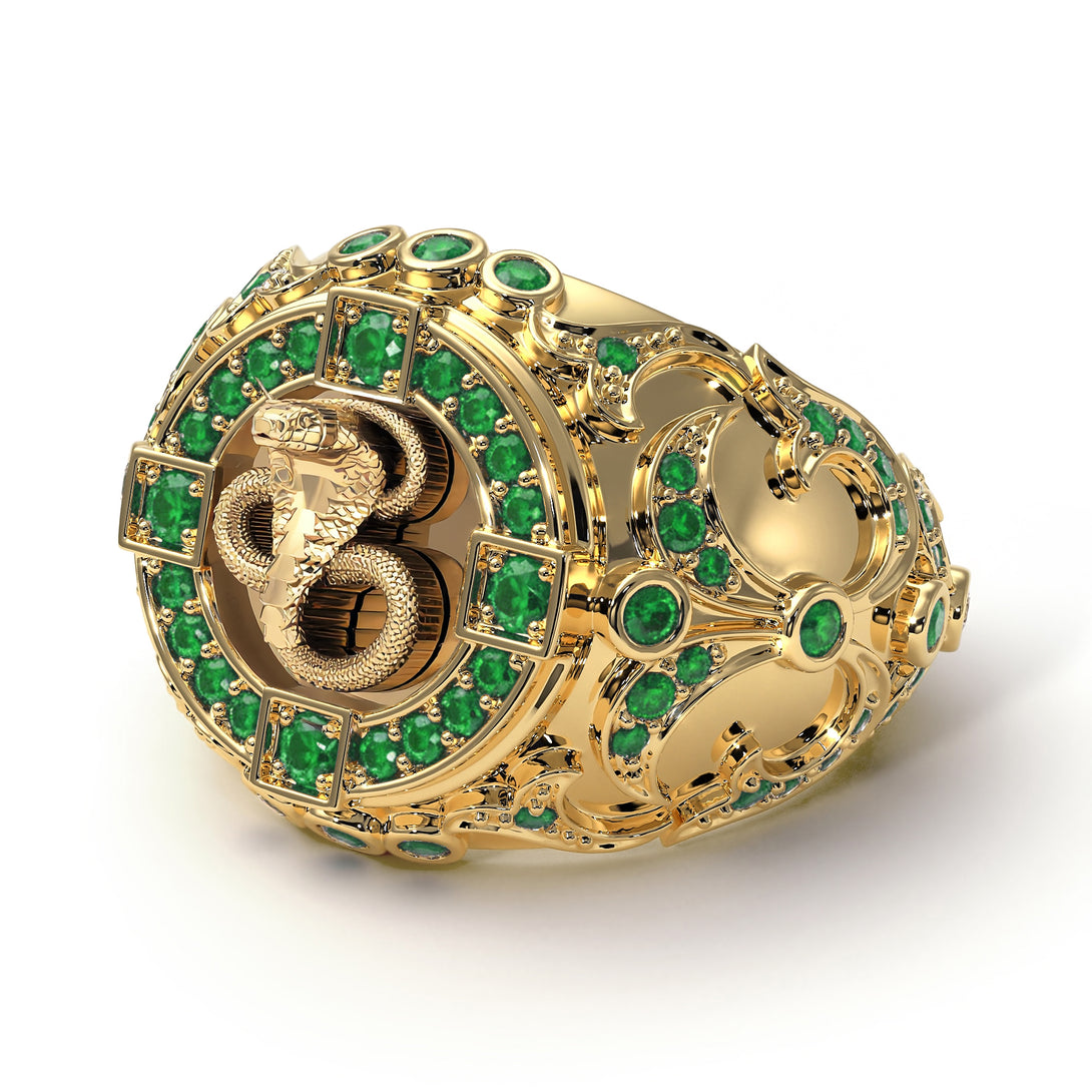 Emerald Cobra Gold Men's Fashion Ring - Waylon No. 4