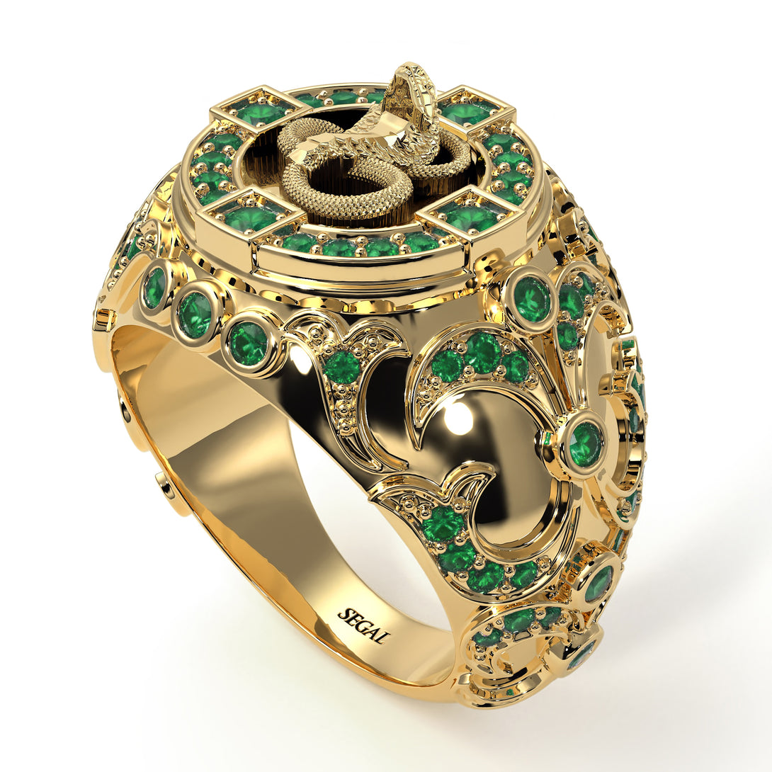 Emerald Cobra Gold Men's Fashion Ring - Waylon No. 4