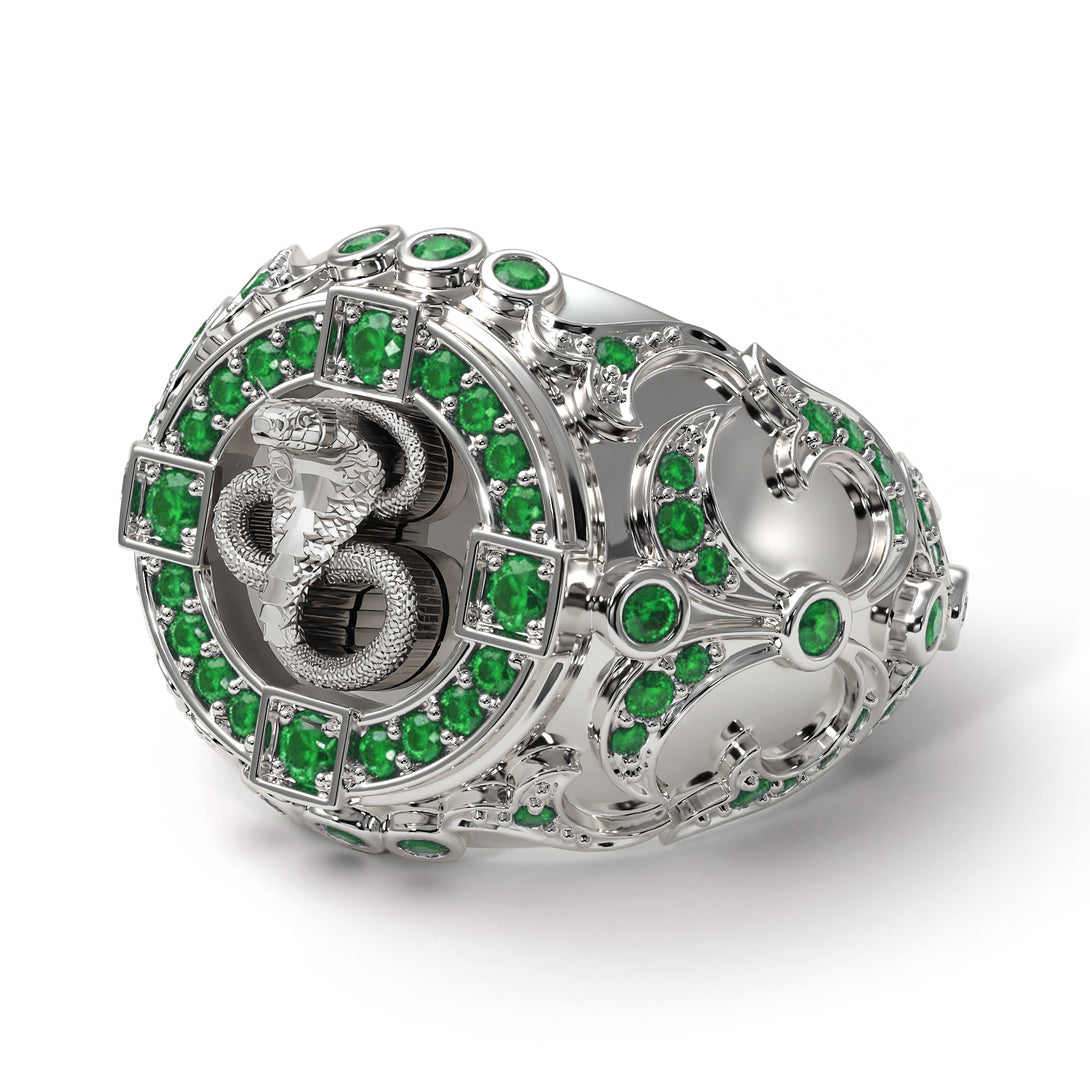Emerald Cobra Gold Men's Fashion Ring - Waylon No. 6
