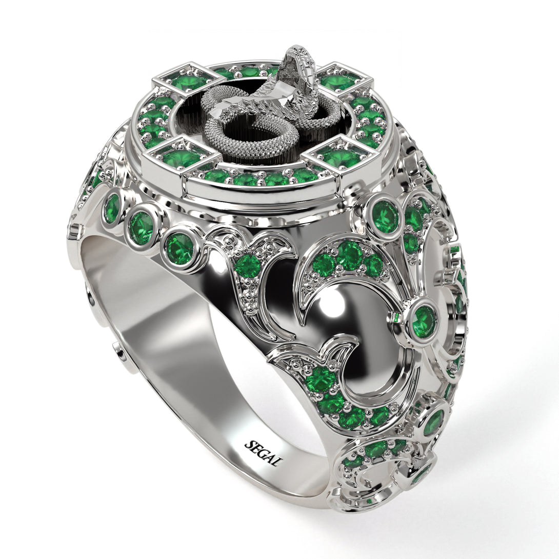 Emerald Cobra Gold Men's Fashion Ring - Waylon No. 6