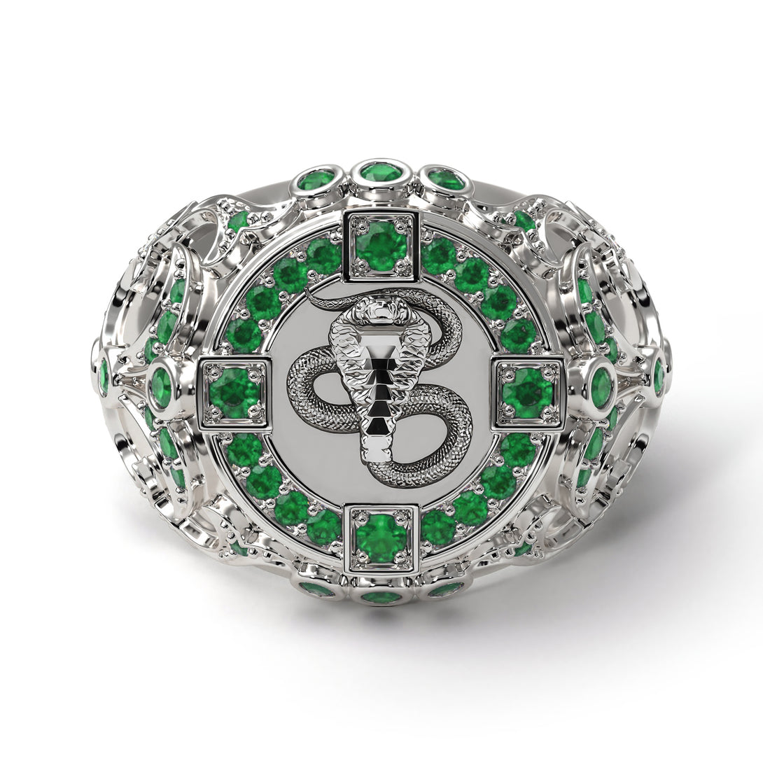 Emerald Cobra Gold Men's Fashion Ring - Waylon No. 6