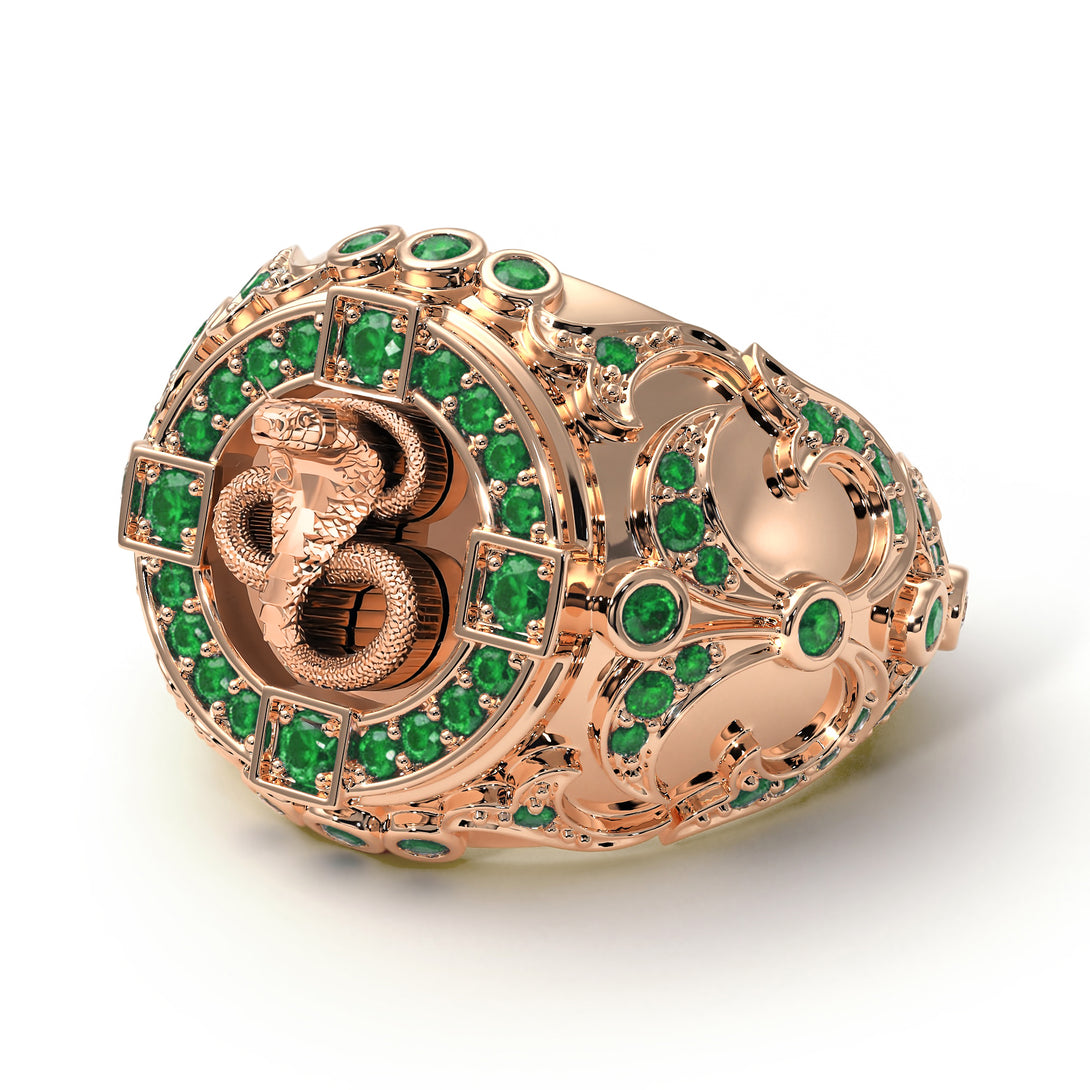 Emerald Cobra Gold Men's Fashion Ring - Waylon No. 5
