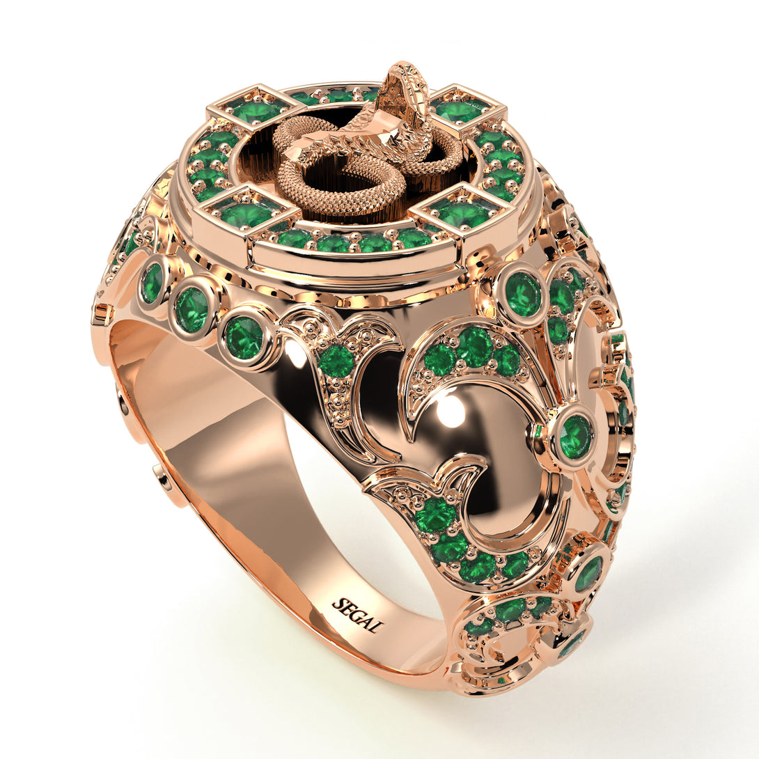 Emerald Cobra Gold Men's Fashion Ring - Waylon No. 5