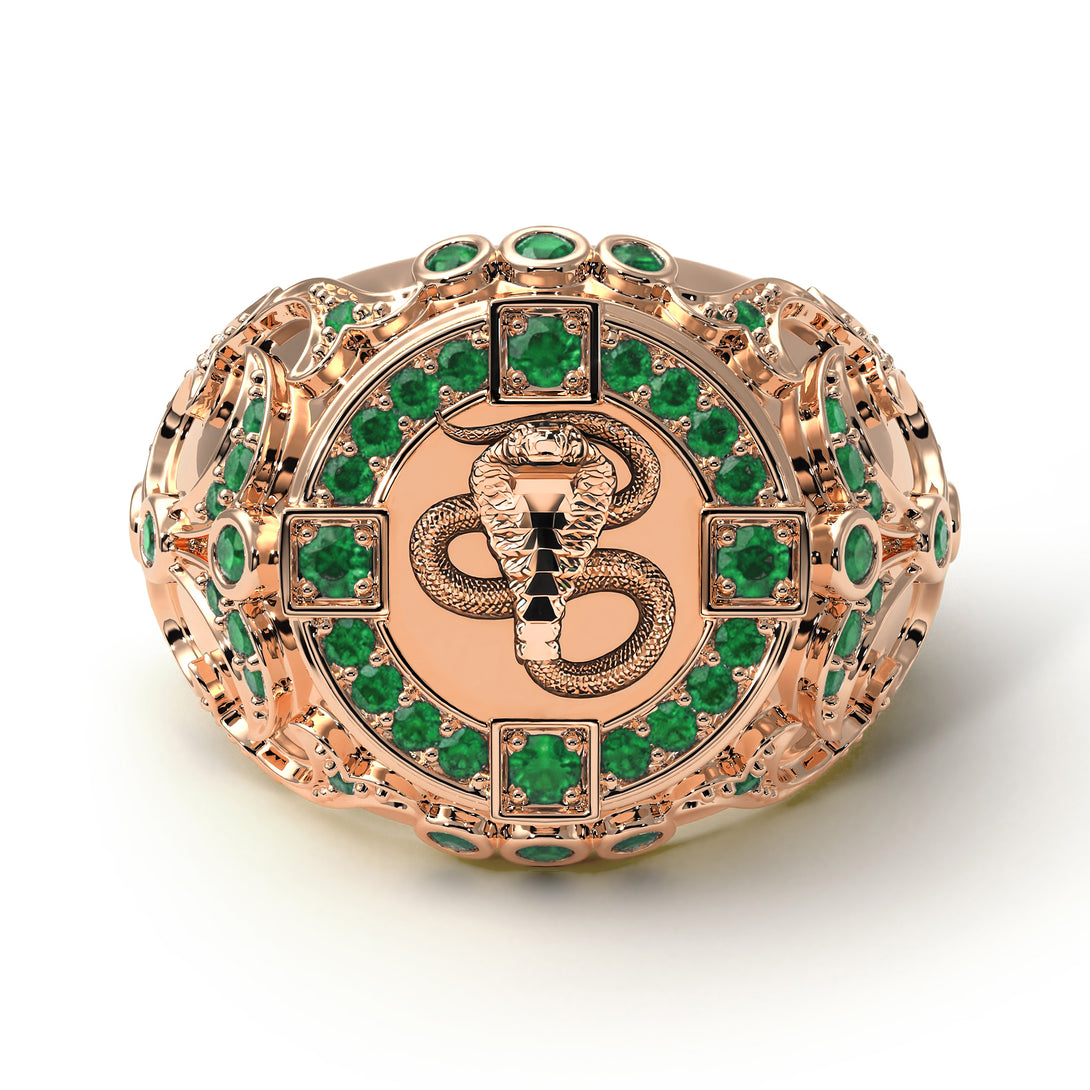 Emerald Cobra Gold Men's Fashion Ring - Waylon No. 5