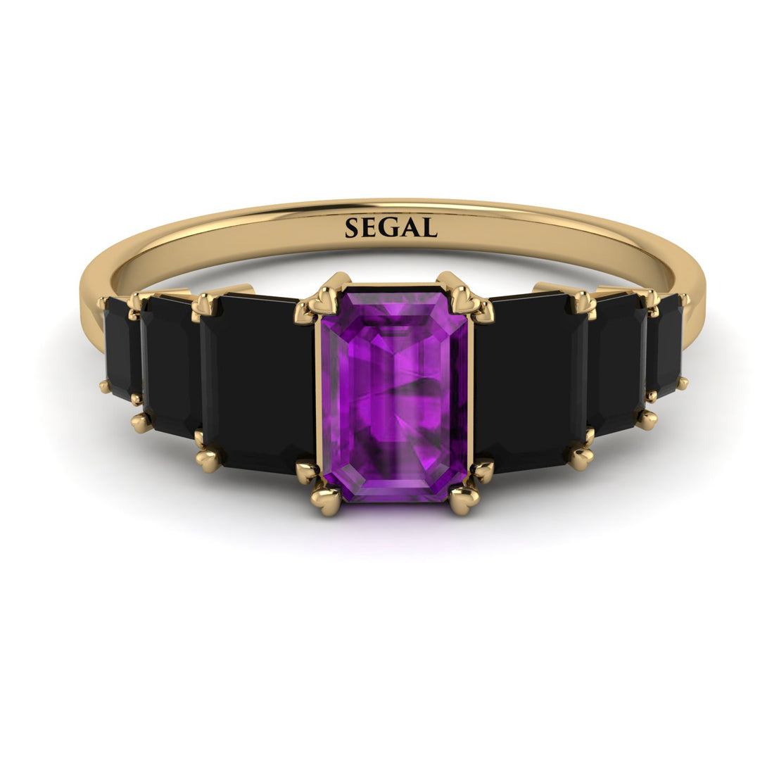 Emerald Cut Amethyst Geometrical Ring - Briella No. 307