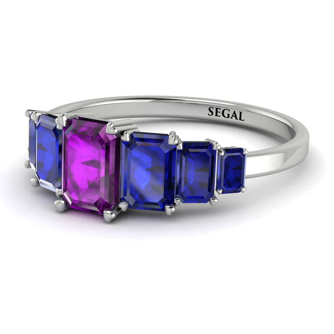 Emerald Cut Amethyst Geometrical Ring - Briella No. 315