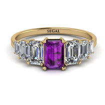 Emerald Cut Amethyst Geometrical Ring - Briella No. 301 image 1