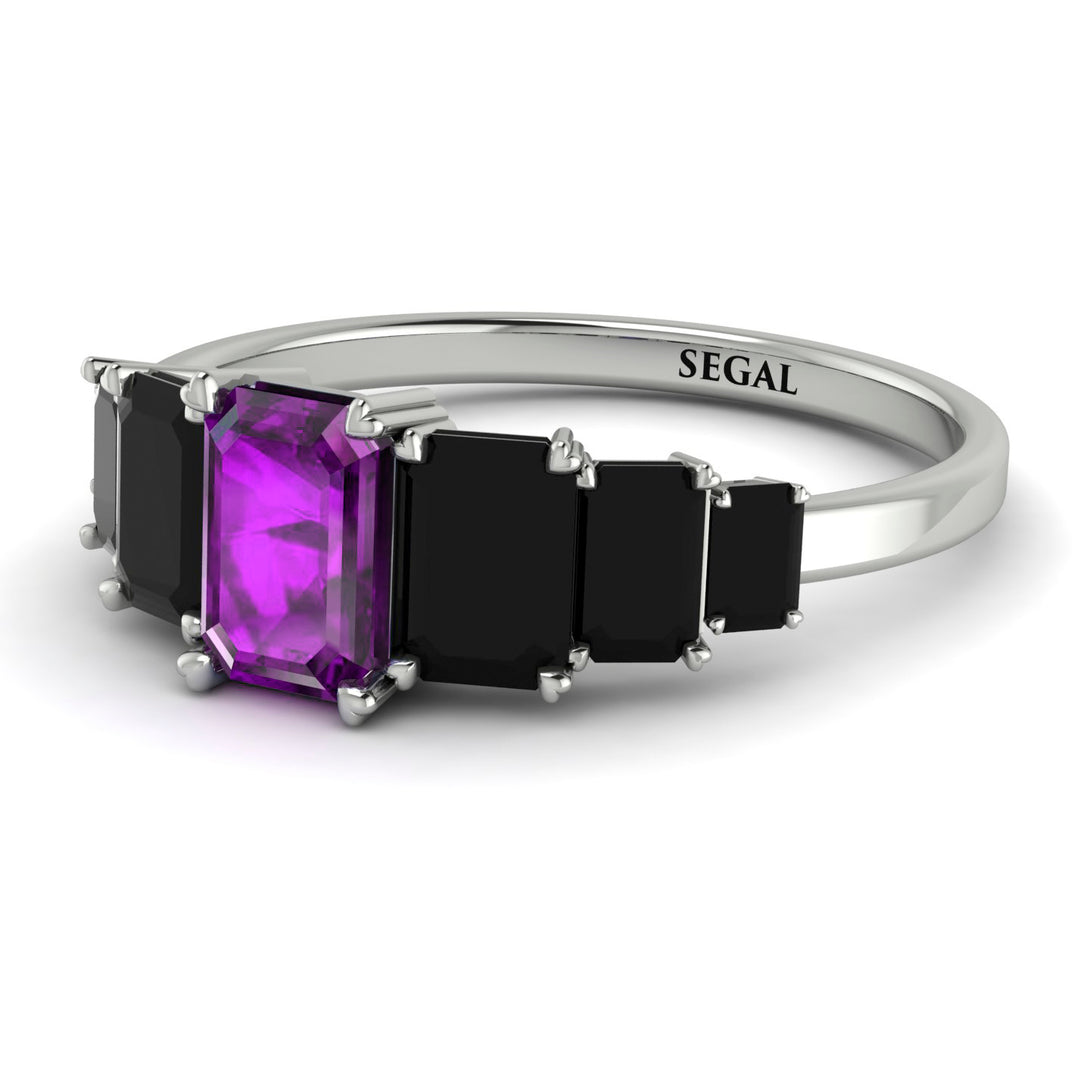 Emerald Cut Amethyst Geometrical Ring - Briella No. 309