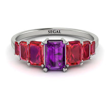 Emerald Cut Amethyst Geometrical Ring - Briella No. 312 image 1